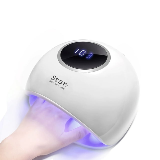 Secador de uñas portátil UV LED, 72 W, profesional, con temporizador automático y pantalla LCD, para uñas de gel, esmalte semipermanente, gel y esmalte, etc. (blanco)