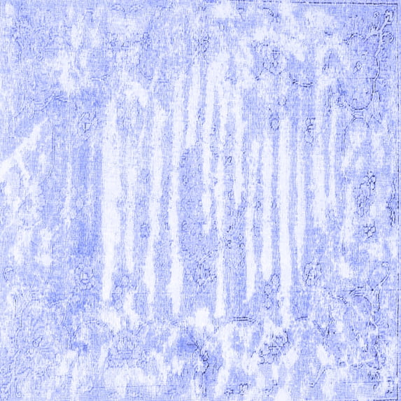 Ahgly Company Machine Washable Indoor Square Persian Blue Traditional Area Rugs, 6' Square