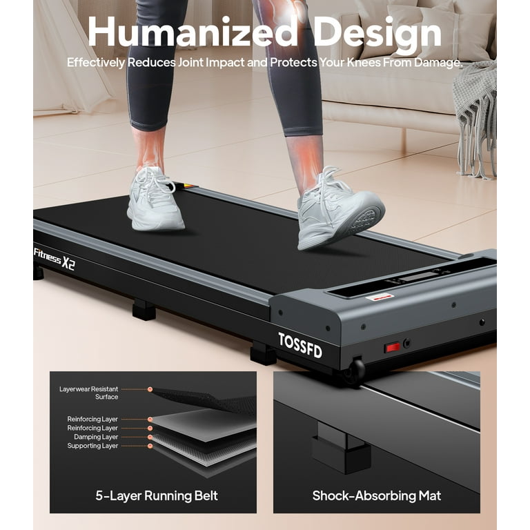 TOSSFD 2.5HP Walking Pad Under Desk Treadmill for Home Office Walking Jogging Machine with 300 lbs