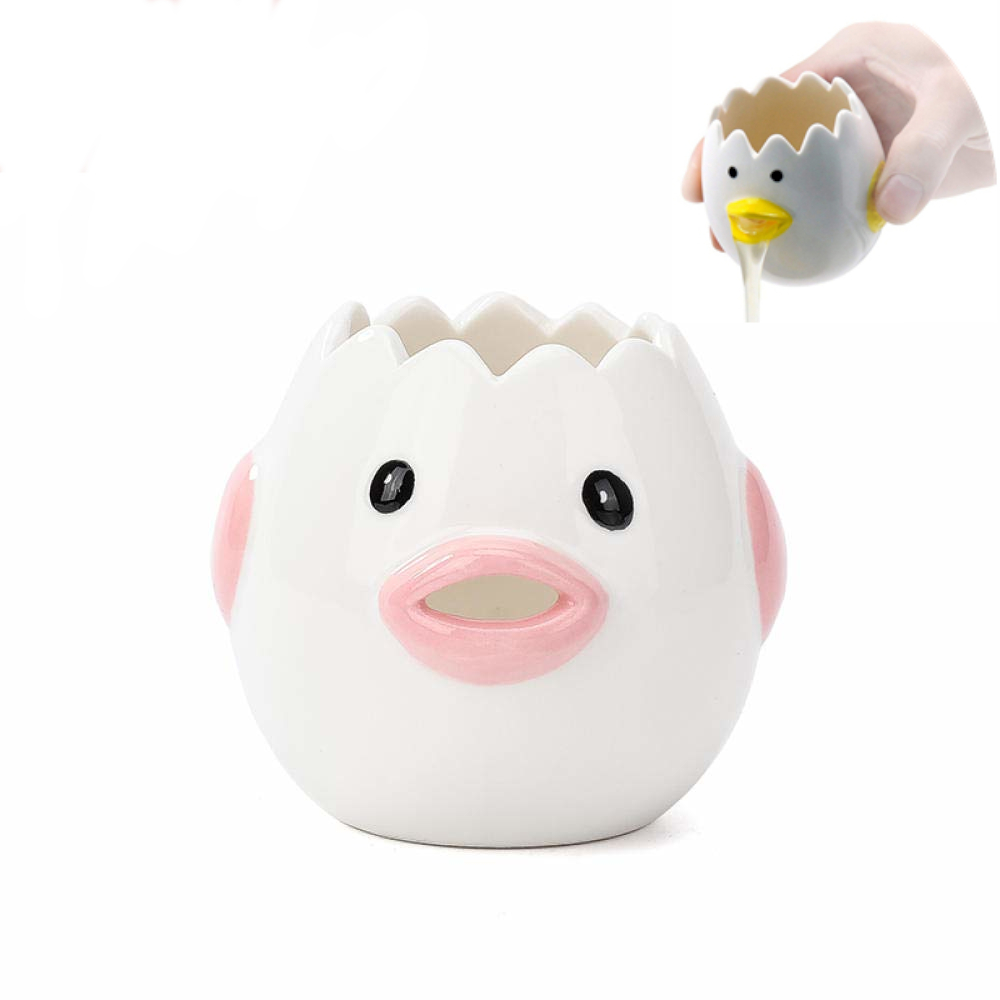 Fysho Eggs White Separator Ceramic Cartoon Eggs Kitchen Tool,Pink