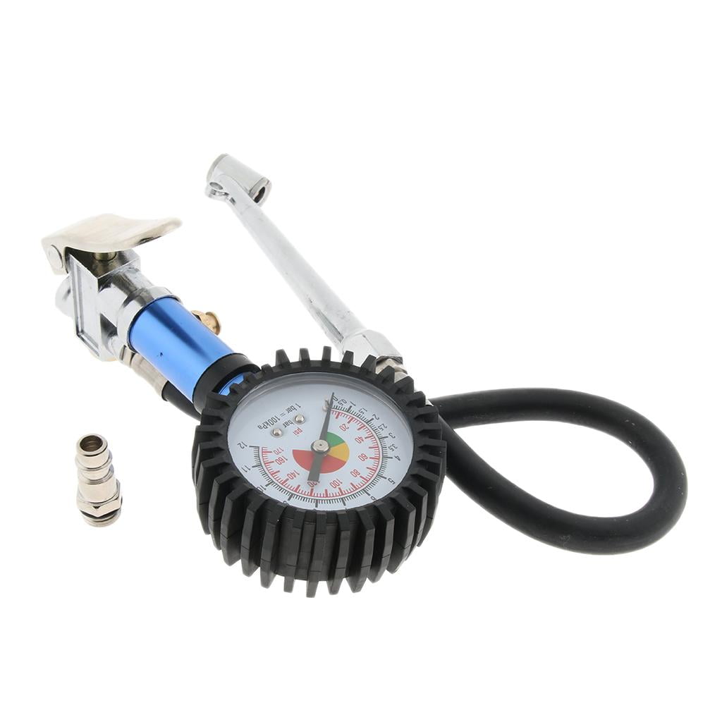 Tire Inflator with Tire Pressure Gauge, Extended Straight-on Air Chuck with 20