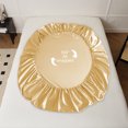 thumbnail image 5 of Honeeladyy Queen Size Satin Fitted Sheet, Simulate Silky Sheet with Elastic Corner Straps, Skin-friendly Soft Lighweight No More Slipping Off for Mattress, 1 Fitted Sheet Only (Beige), 5 of 6