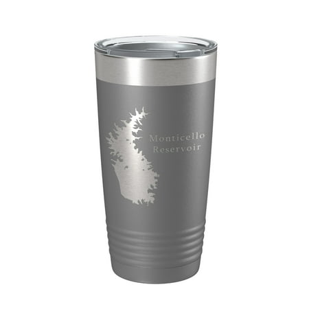 

Monticello Reservoir Tumbler Lake Map Travel Mug Insulated Laser Engraved Coffee Cup South Carolina 20 oz Dark Gray