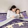 thumbnail image 4 of jejeloiu Rustic Western Damask King Size Comforter Sets For Men Women,Retro Victorian Print Comforters King Size,Purple Beige,Light Gray Reversible,3 Pieces,1 Comforter and 2 Pillowcases, 4 of 7