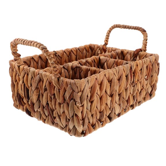 HEMOTON  Wicker Divided Storage Basket Baskets for Organizing Straw