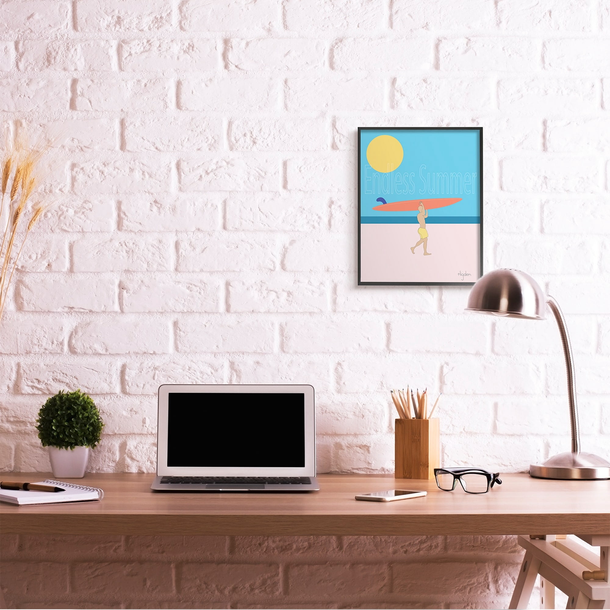 Stupell Industries Endless Summer Text Seasonal Beach Surfer Black Framed by Mark Higden