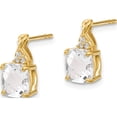 thumbnail image 2 of 14K Yellow Gold Checkerboard White Topaz And Diamond Earrings (Width 6.75) (Length 13) - Jbsp, 2 of 5