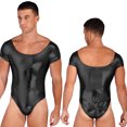 thumbnail image 3 of Body de una pieza para hombre, lencería brillante de charol, mono de manga larga, Monokini ceñido al cuerpo, leotardo gimnástico, Ropa de baile, 3 of 5