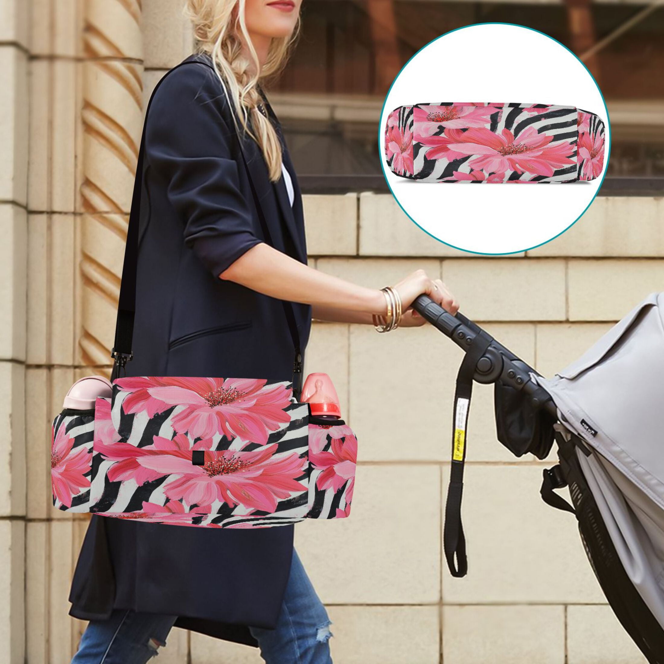 DIXRUYEE Stroller Organizer Petal Symphony Printed