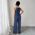 thumbnail image 4 of DORKASM Basic Jumpsuit Casual Waist Button Tie Jumpsuit For Women Blue M, 4 of 5