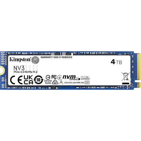 Kingston NV3 4TB M.2 2280 NVMe PCIe 4.0 x4 Internal SSD – Up to 6000MB/s Read, Gen4 Solid State Drive for PC & Laptop