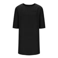 thumbnail image 5 of Liquidation d'Été 2025! Robe Grande Taille pour Femmes, Liquidation de Robe d'Été pour Femmes, Mode Décontractée d'Été pour Femmes Col Rond Manches 3/4 Robes de Plage Unies avec Poches, 5 of 5