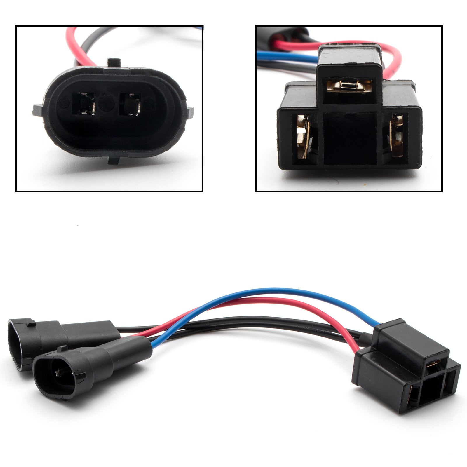 9005 to H4 Headlight Bulb Conversion Sockets Plug N Play Harness 100w 9006