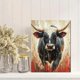 thumbnail image 2 of Qisvanset 12x16 Inch Charging Bull Canvas Wall Art, Dynamic Fiery Wildlife Painting Rustic Strength Style Wall Decor for Living Room, 2 of 8