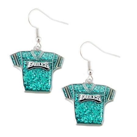 - Philadelphia Eagles NFL Sports Team Logo Glitter Sparkle French Hook Style Charm Dangle Earring Set