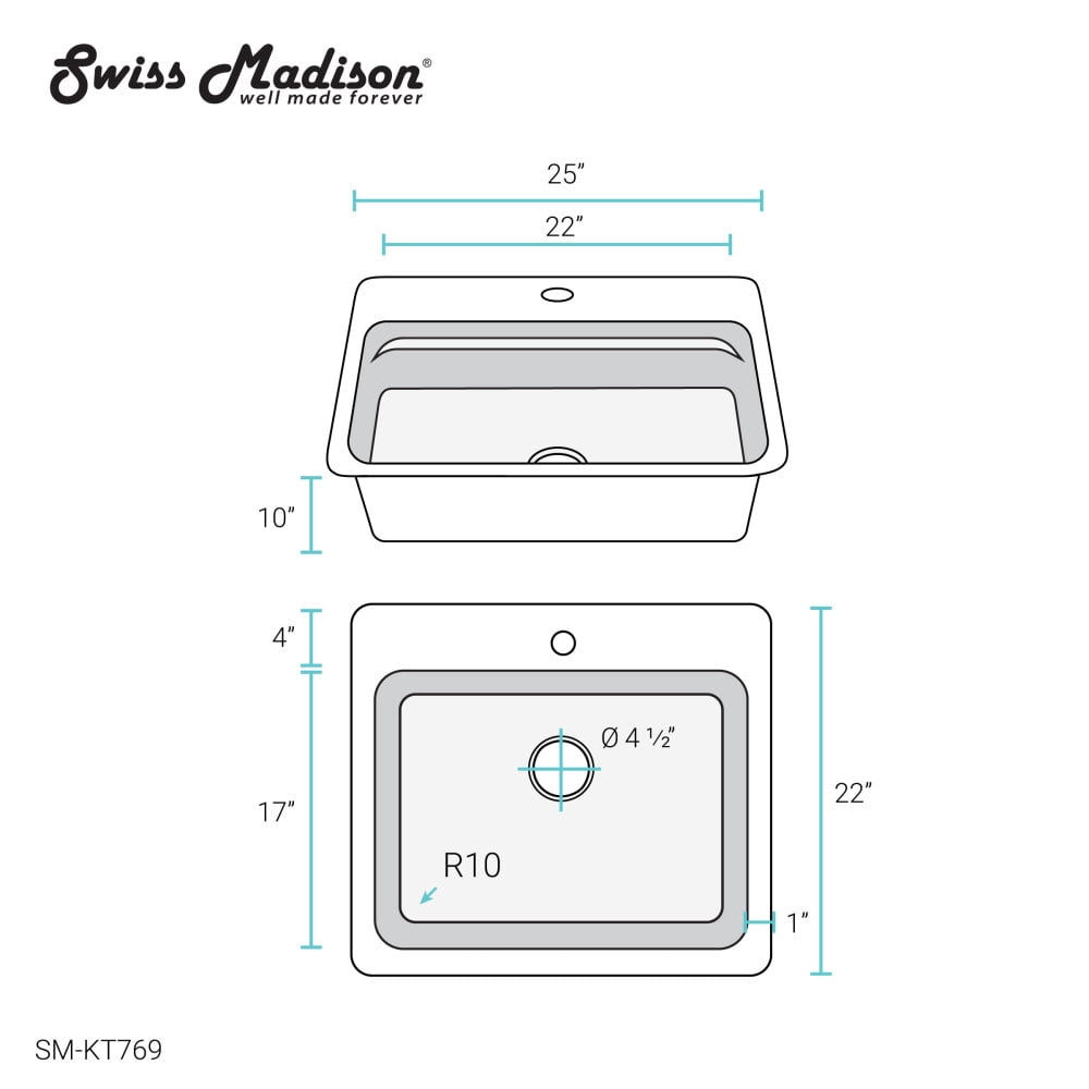 Ravi Single Basin 25 x 22 Topmount Kitchen Workstation Sink