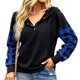 thumbnail image 1 of Sudadera con capucha Rejilla Manga larga Cuello en V Cordón Botón Bolsillo Casual Tops de moda para mujer Negro M, 1 of 6