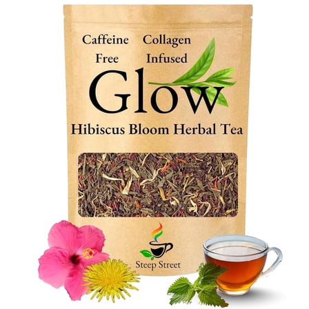 Steep Street Hibiscus Bloom Glow Herbal Tea, Hibiscus & Rose Hips Loose Leaf