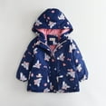 thumbnail image 2 of Girls Outdoor Floral Fleece Lined Light Windproof Jacket with Hood Blue 4-5 Years, 2 of 4