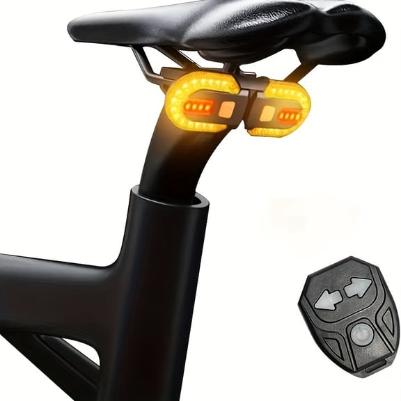 Wireless LED Bike Turn Signal Lights with Remote - USB Rechargeable, 3 Bright Modes, Waterproof Bicycle Tail Light, Easy Seatpost Mount for Road Bikes & Motorcycles