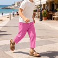 thumbnail image 6 of WRKEKC Boys and Girls Linen Pants Solid Color Loose Casual Pure Cotton Summer Breathable Trousers 4-15 Years, 6 of 9
