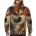 thumbnail image 3 of Bingfone Vintage Shiba Inu Art Men's Drawstring Hoodie Long Sleeve Pocket Sweatshirts-Medium, 3 of 6
