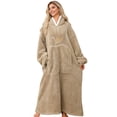 thumbnail image 2 of Wearable Blanket Hoodie for Adult Plush Blanket Sweatshirt Gray One size, 2 of 10