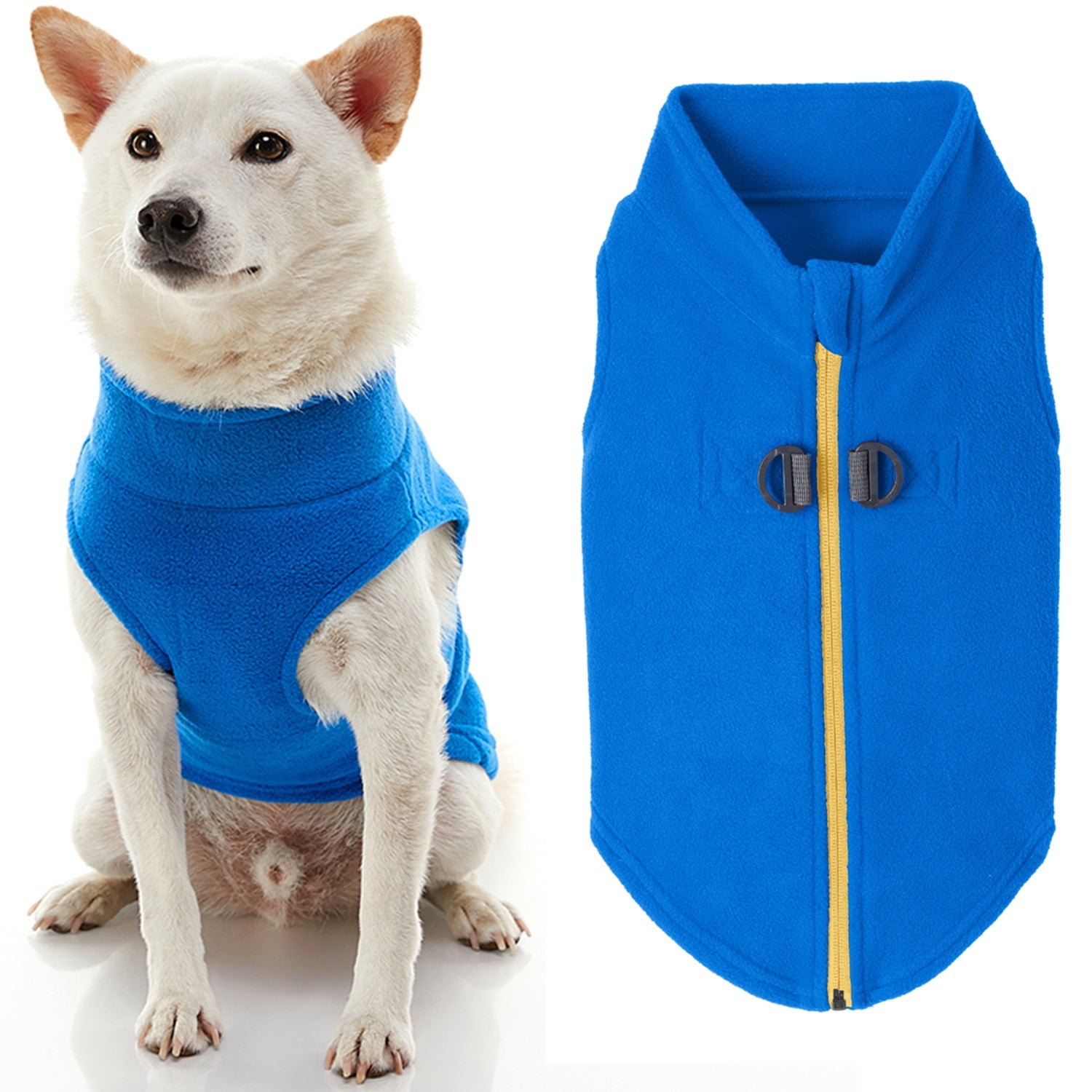 【サイズ】 Gooby Zip Up Fleece Dog Sweater - Gray Wash X-Large - Warm ...