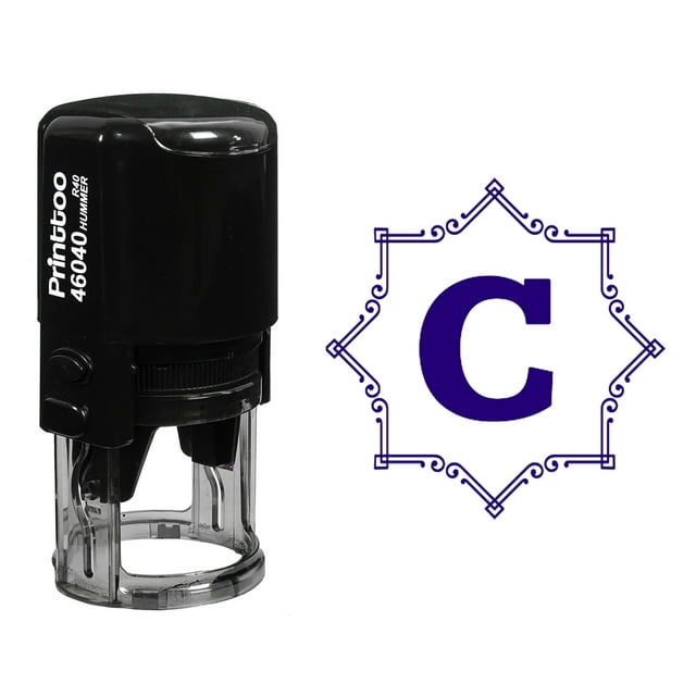 Printtoo R-40 Alphabet C Monogram Octagon Celtic Swirl Frame Self Inking Rubber Stamp Office Stationary