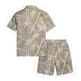 thumbnail image 4 of Dwelliawo Men's Camouflage Tree Print 2 Piece Outfit Short Sleeve Shirt and Drawstring Shorts Set Casual Loose Fit Summer Outfits for Outdoor Activities and Daily Wear Beige 3xL, 4 of 5