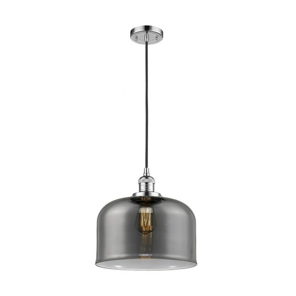 Innovations Lighting  Franklin Restoration Bell - 1 Light 12" Cord Hung Mini Pendant Polished Chrome/Plated Smoke