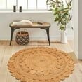 thumbnail image 5 of Natural Jute Circle Rug, Reversible Rustic Farmhouse Boho Area Mat, Natural_E, 6 FT, 5 of 5