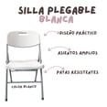 thumbnail image 3 of Set 8 Sillas Plegables Reforzadas 120kg Acero Polietileno Comedor Hogar Eventos Color Blanca., 3 of 5