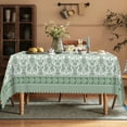 thumbnail image 2 of Pbobriich Green Linen Tablecloth 60x102 Inch Rectangular,Wild Flowers Table Cover for Party Picnic Dinner Decor, 2 of 5