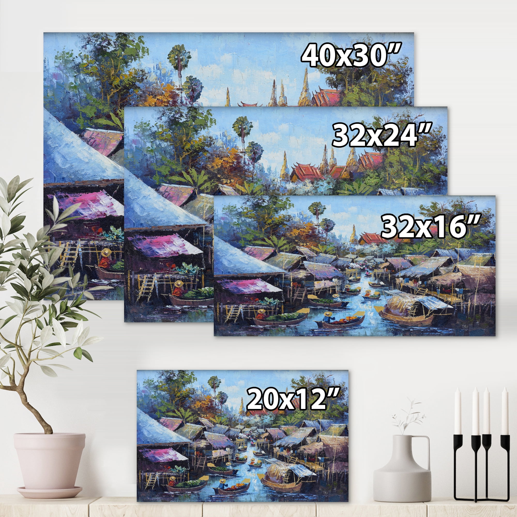 Designart ' Ancient Waterside Life I ' Traditional Canvas Wall Art Print
