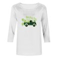 thumbnail image 4 of Fartey 3/4 Length Sleeve Shirts for Women Fashion Funny St Patrick's Day Crew Neck T Shirts Slim Fit Tunic Tops Dressy Casual Holiday Cute Shamrock Graphic Tees White M, 4 of 4