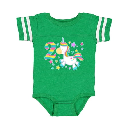 

Inktastic Second Birthday Rainbow Unicorn Plush and Stars Gift Baby Boy or Baby Girl Bodysuit