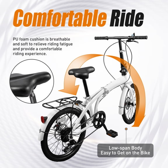 20 inch Folding Bike with 7 Speed Gears Foldable Bicycle Adjustable Seat