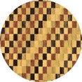 thumbnail image 1 of Ahgly Company Indoor Round Checkered Brown Modern Area Rugs, 4' Round, 1 of 4