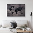 thumbnail image 3 of IDEA4WALL Canvas Wall Art Black World Atlas Map on Dark Brown Wood Panel Places Country Mixed Media Realism Global Urban for Living Room, Bedroom, Office - 12"x18", 3 of 5