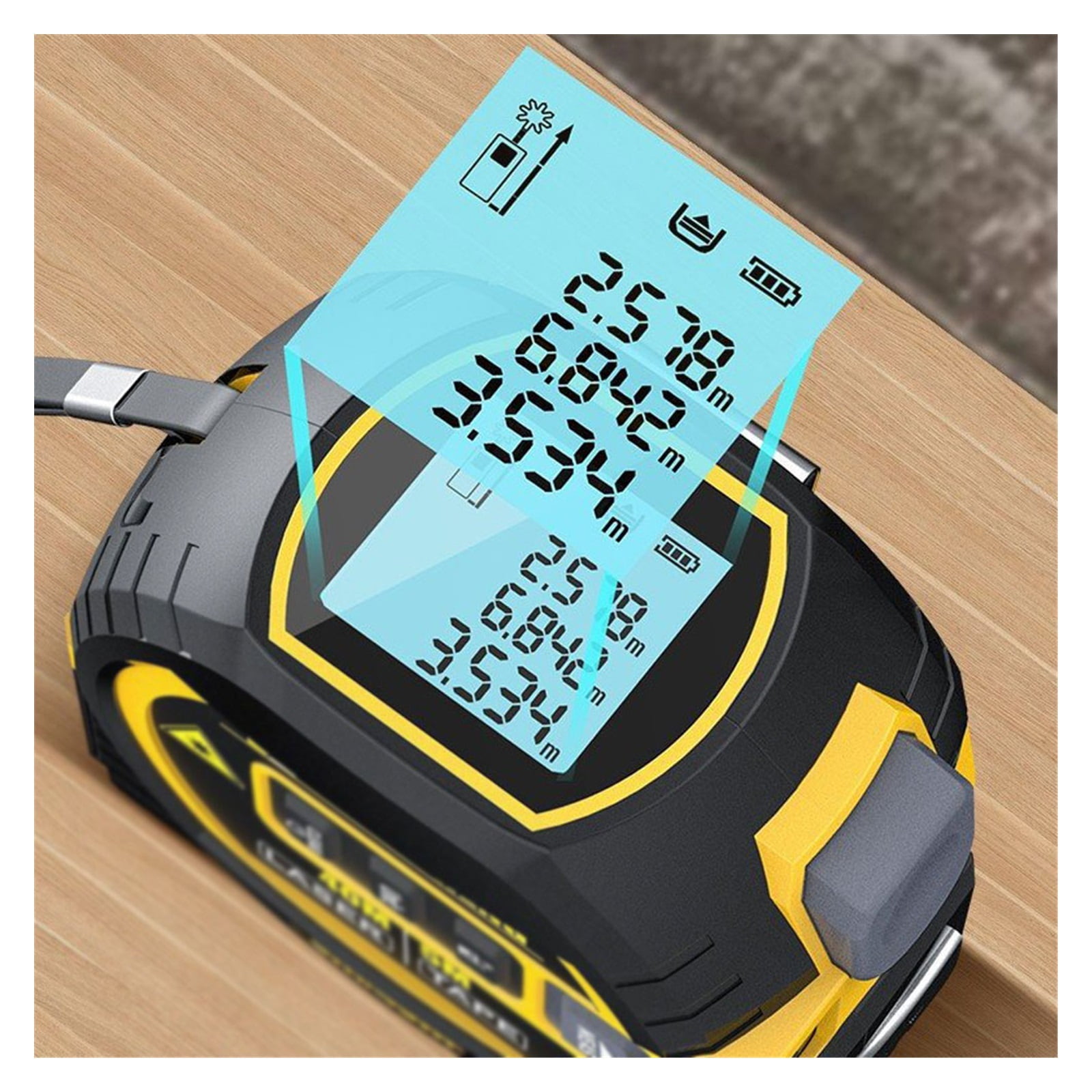 3 In 1 Rangefinder With 5m Tape Measure Ruler LCD Display with Backlight Distance Meter Building Measurement Device ,Easy to Use