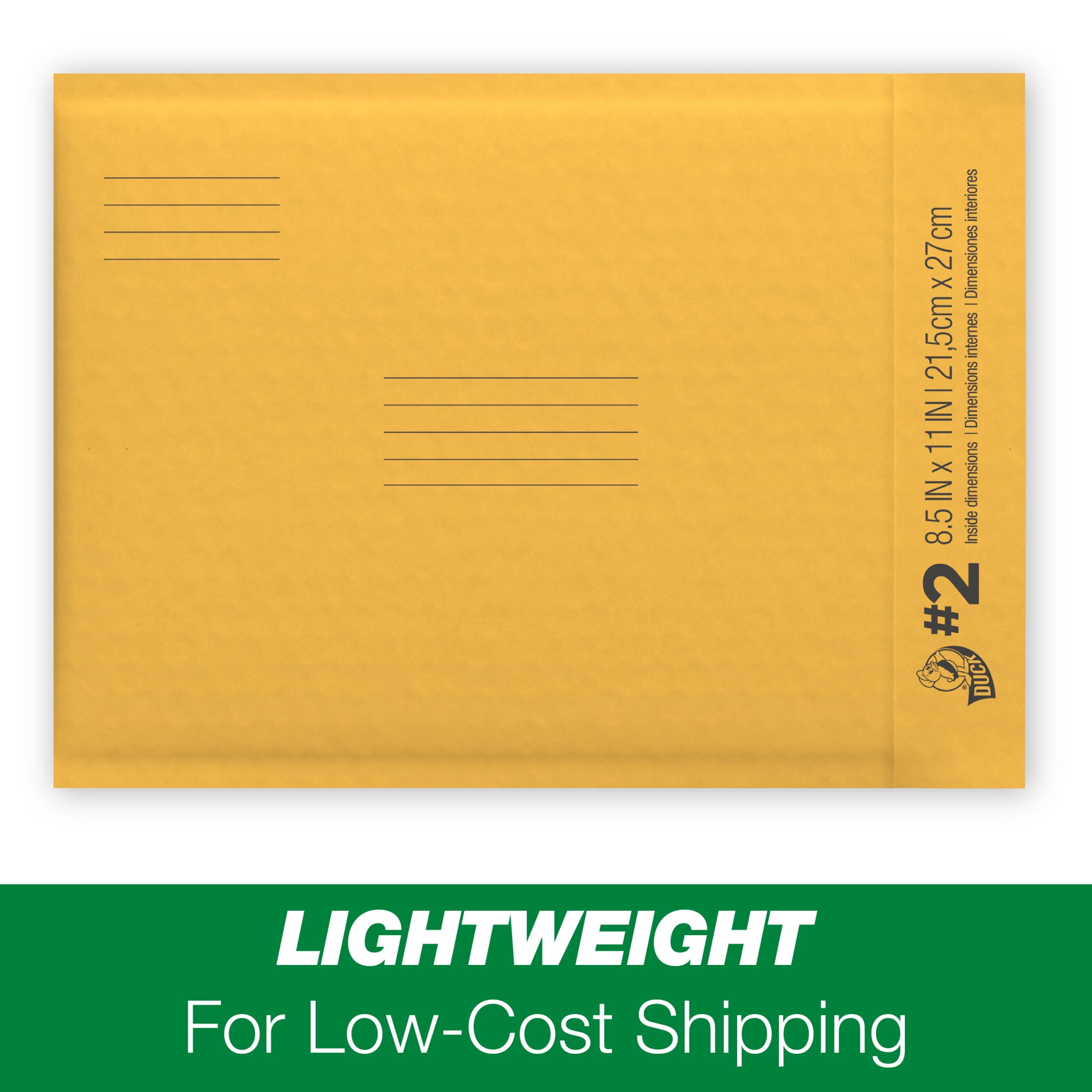 Duck Self-Seal Kraft Bubble Mailer #2, 8.5" x 11", Solid Print, 2 Pack