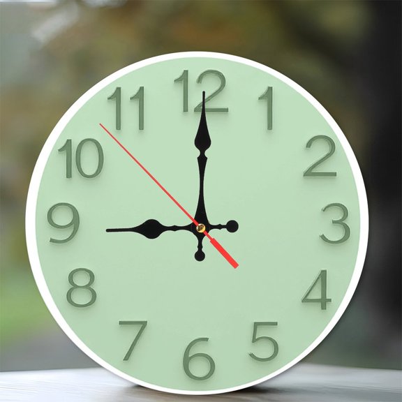 Sage Green Wall Clock Modern Home Decor 10-Inch Silent Wooden Wall Clock, Battery Operated (AA Batteries Not Included), Artistic Home Decor