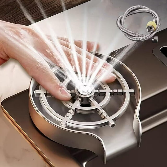 Automatic Baby Bottle Washing Device Stainless Steel Cup Rinser 60cm Hose Gray