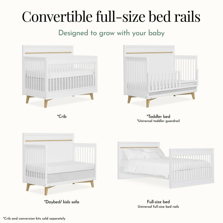 Evolur Universal Convertible Crib Wooden Full-Size Bed Rail, White