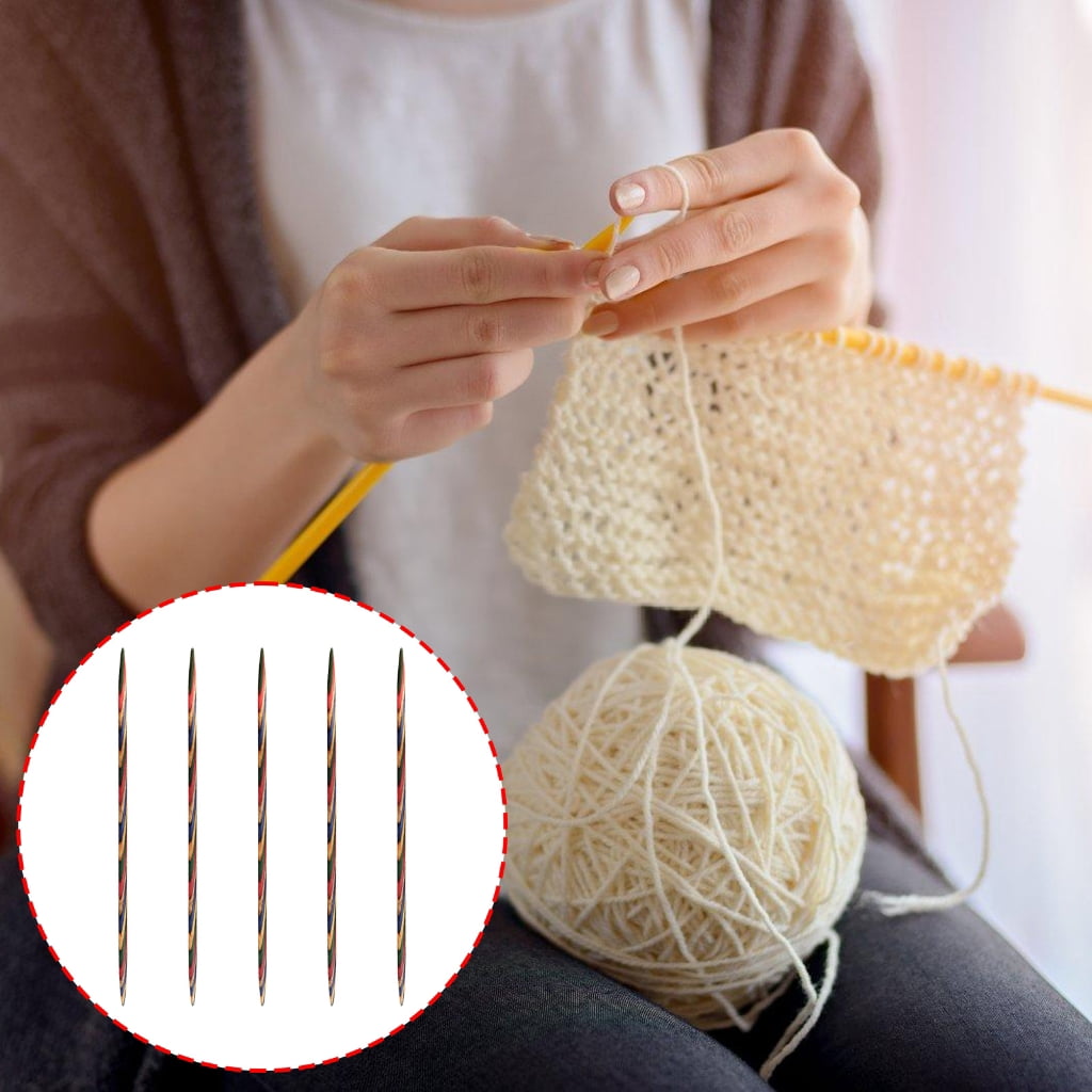 5Pieces Double Ended Wood Knitting Needle Double Head Pointed Knitting Needle for Adult Beginner Knitting Craft Project