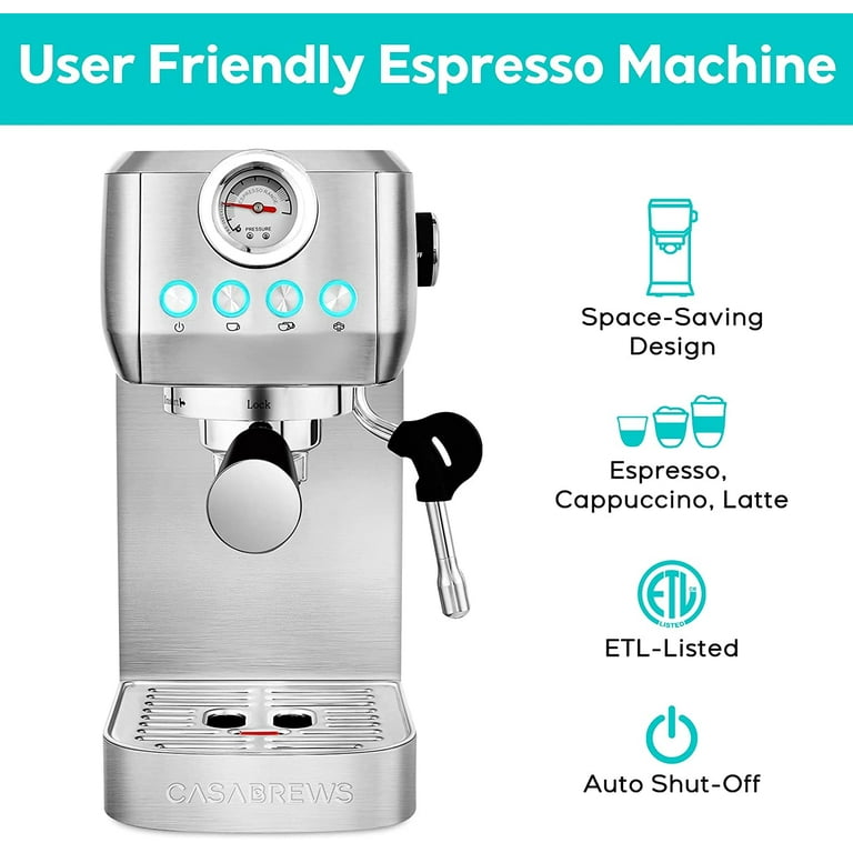 Sincreative CM5418™ Casabrews-Series Espresso Machine 20 Bars with Milk  Frother Steam Wand