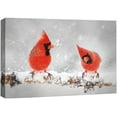 thumbnail image 3 of PixonSign Canvas Print Wall Art Two Cardinals in Snow Animals Wilderness Photography Realism Contemporary Closeup Relax/Calm Multicolor Ultra for Living Room, Bedroom, Office - 24x36, 3 of 5