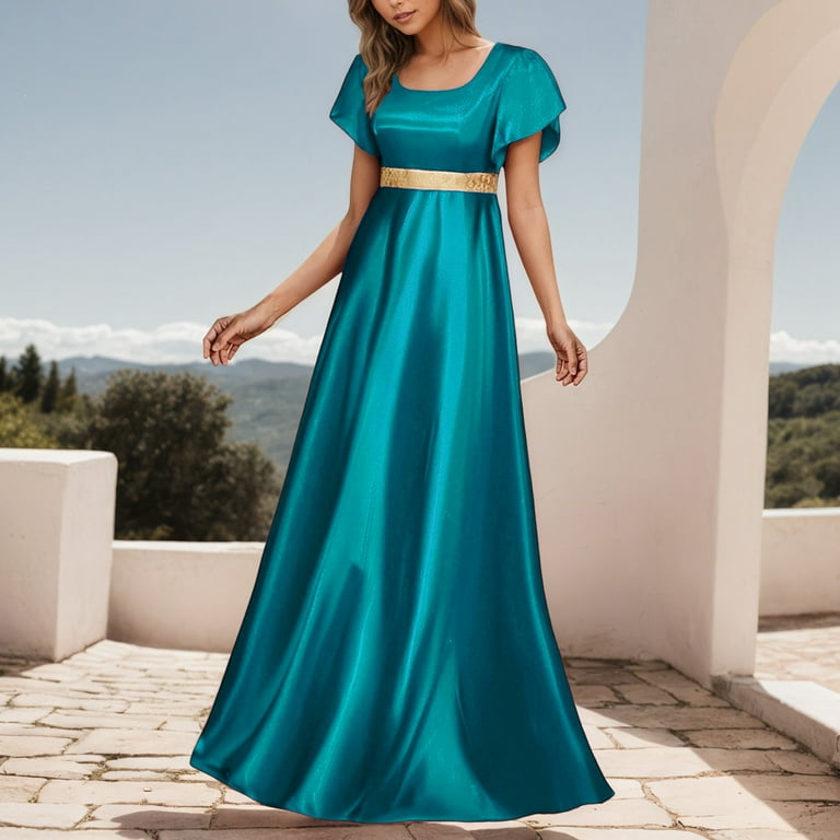 green emerald velvet dress Regency Style Empire Waist Formal Evening Dress main image 1