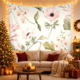 thumbnail image 3 of Pale Pink Poppies and Orchids Against Textured Background, Romantic Watercolor for Plant Lovers, Floral Botanical Art Decor, Housewarming Gift, Tapestry Wall Hanging for Bedroom and Living Room, 3 of 7